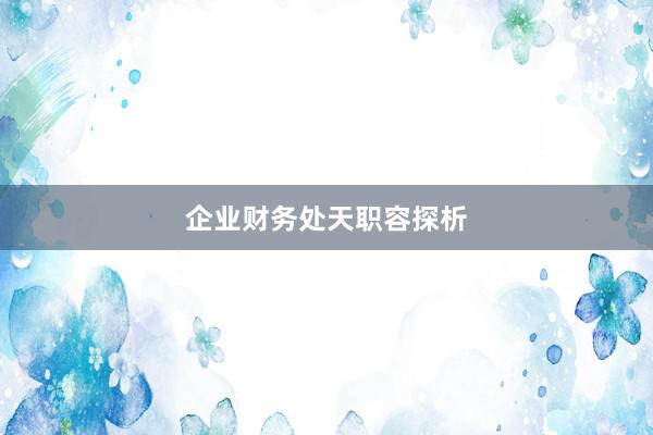 企业财务处天职容探析